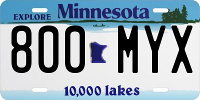 MN license plate 800MYX