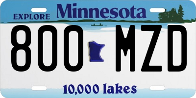 MN license plate 800MZD