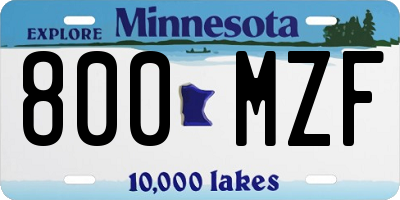 MN license plate 800MZF