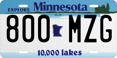 MN license plate 800MZG