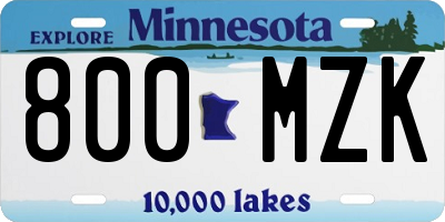 MN license plate 800MZK