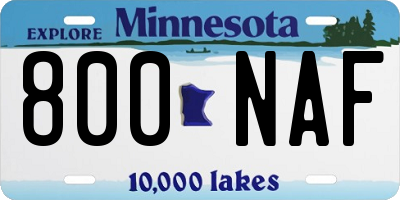 MN license plate 800NAF