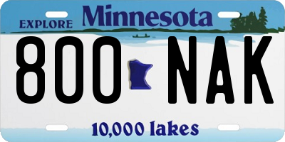 MN license plate 800NAK