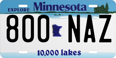 MN license plate 800NAZ