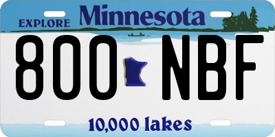 MN license plate 800NBF