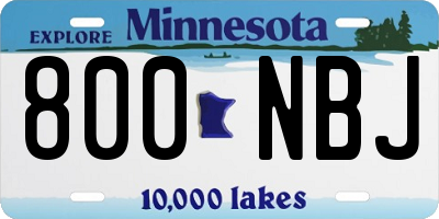 MN license plate 800NBJ