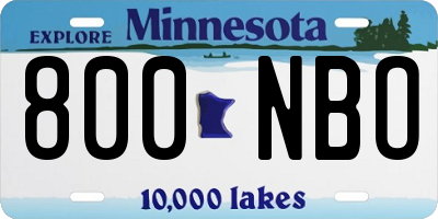 MN license plate 800NBO