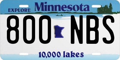 MN license plate 800NBS