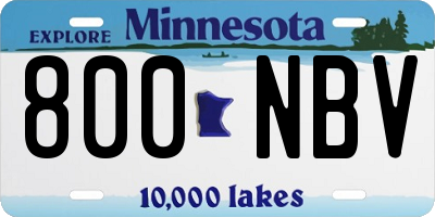 MN license plate 800NBV