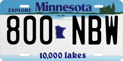 MN license plate 800NBW