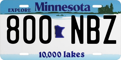 MN license plate 800NBZ