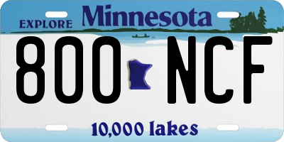 MN license plate 800NCF