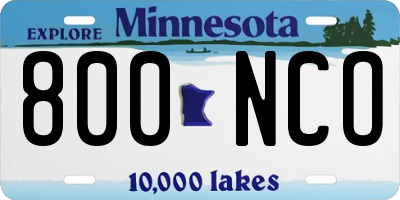 MN license plate 800NCO