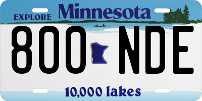 MN license plate 800NDE