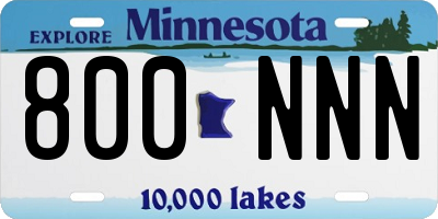 MN license plate 800NNN