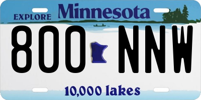 MN license plate 800NNW
