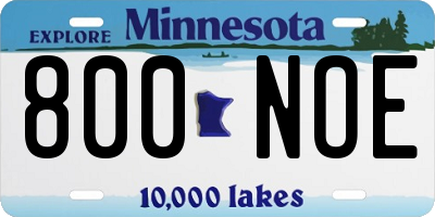 MN license plate 800NOE