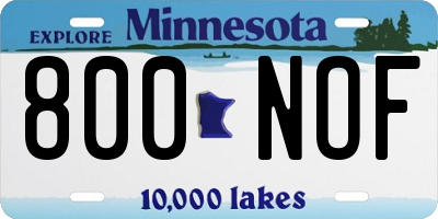 MN license plate 800NOF