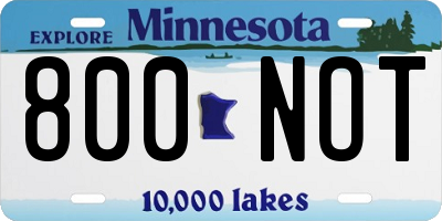 MN license plate 800NOT