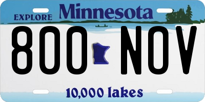 MN license plate 800NOV