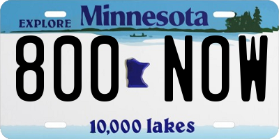 MN license plate 800NOW