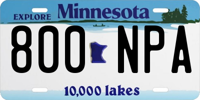 MN license plate 800NPA