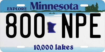 MN license plate 800NPE