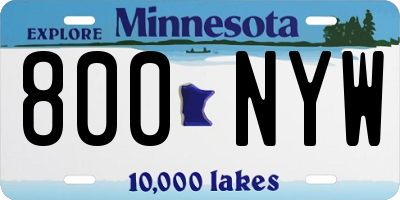 MN license plate 800NYW
