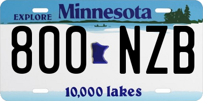 MN license plate 800NZB
