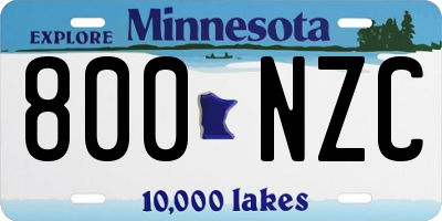 MN license plate 800NZC