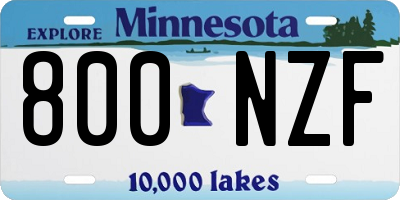 MN license plate 800NZF