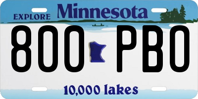 MN license plate 800PBO