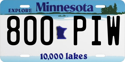 MN license plate 800PIW
