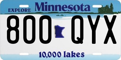 MN license plate 800QYX