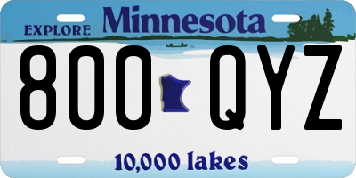 MN license plate 800QYZ