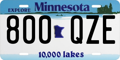 MN license plate 800QZE