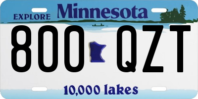 MN license plate 800QZT