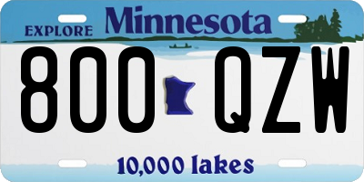 MN license plate 800QZW