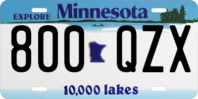 MN license plate 800QZX