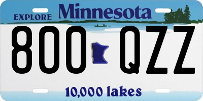 MN license plate 800QZZ