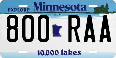 MN license plate 800RAA