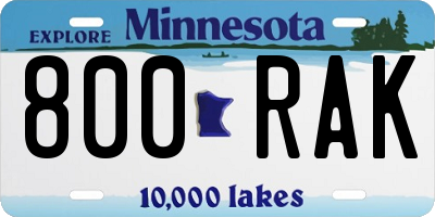 MN license plate 800RAK