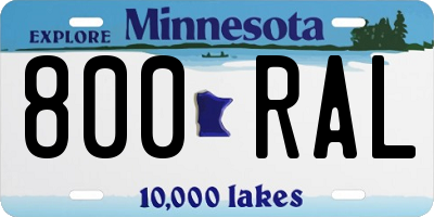 MN license plate 800RAL