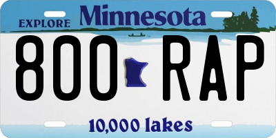 MN license plate 800RAP