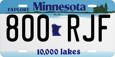MN license plate 800RJF