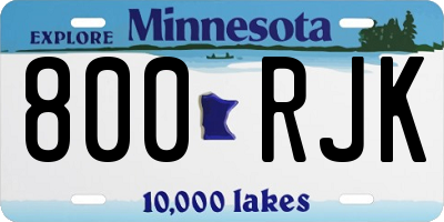 MN license plate 800RJK