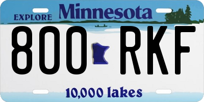 MN license plate 800RKF