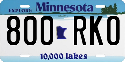 MN license plate 800RKO