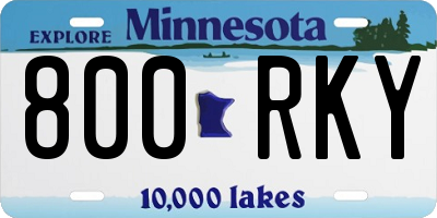 MN license plate 800RKY