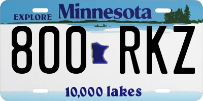 MN license plate 800RKZ